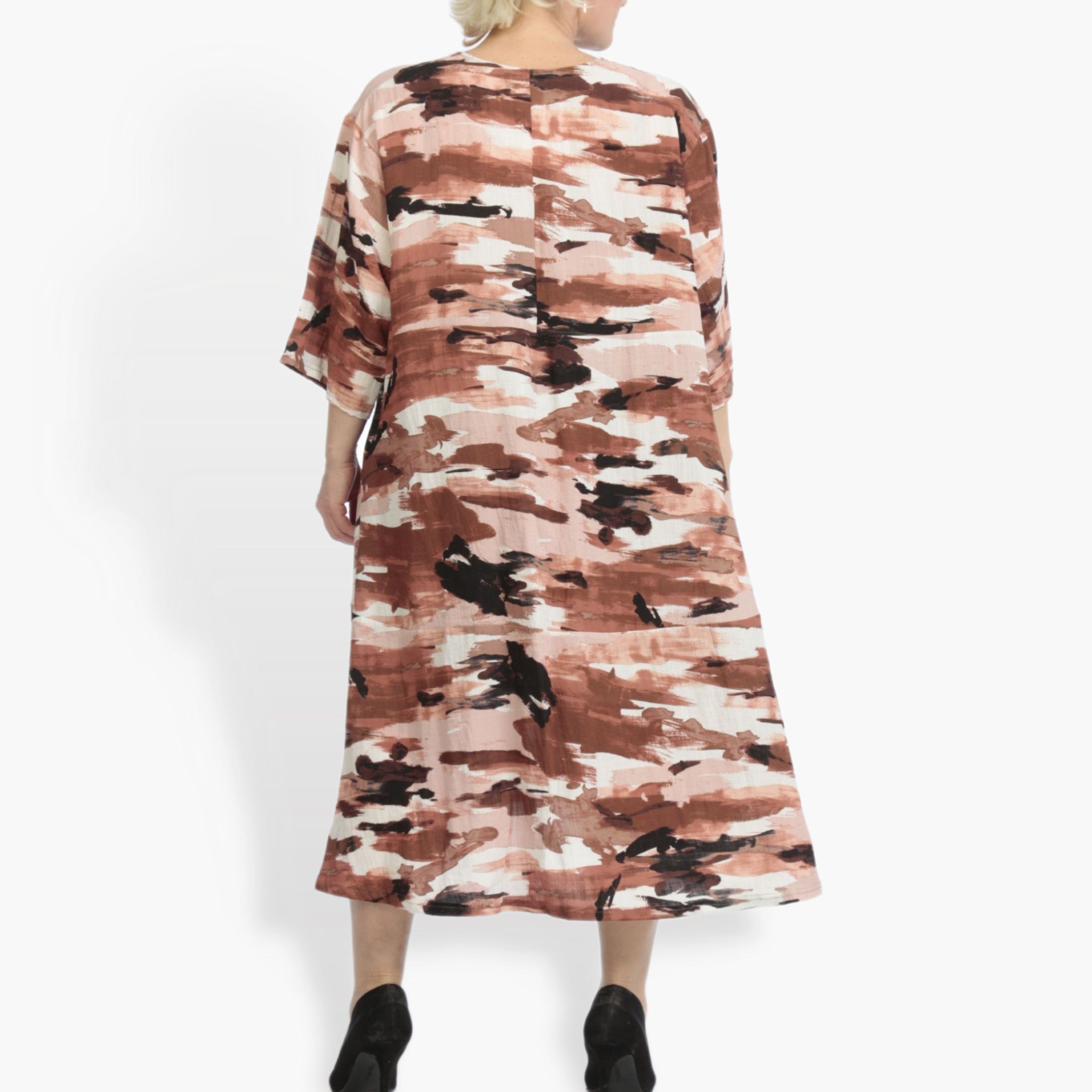  A-Form Kleid von AKH Fashion aus Rayon, 0840.00921, Terra-Multi, Kamuflage, Schick