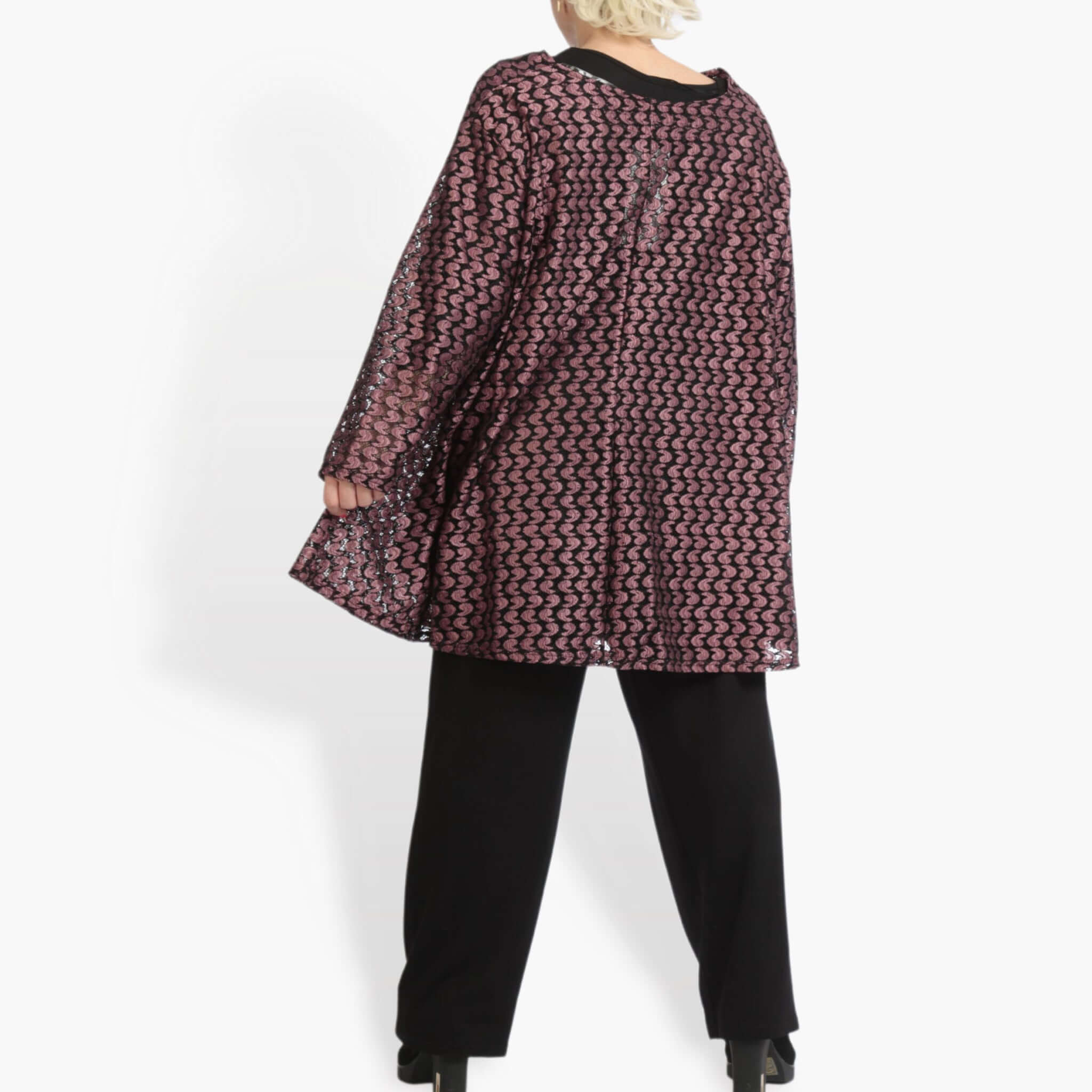  AKH Fashion Shirt in Glocken-Form, aus Viskose, 0879.06653, Schwarz-Aubergine, Schick
