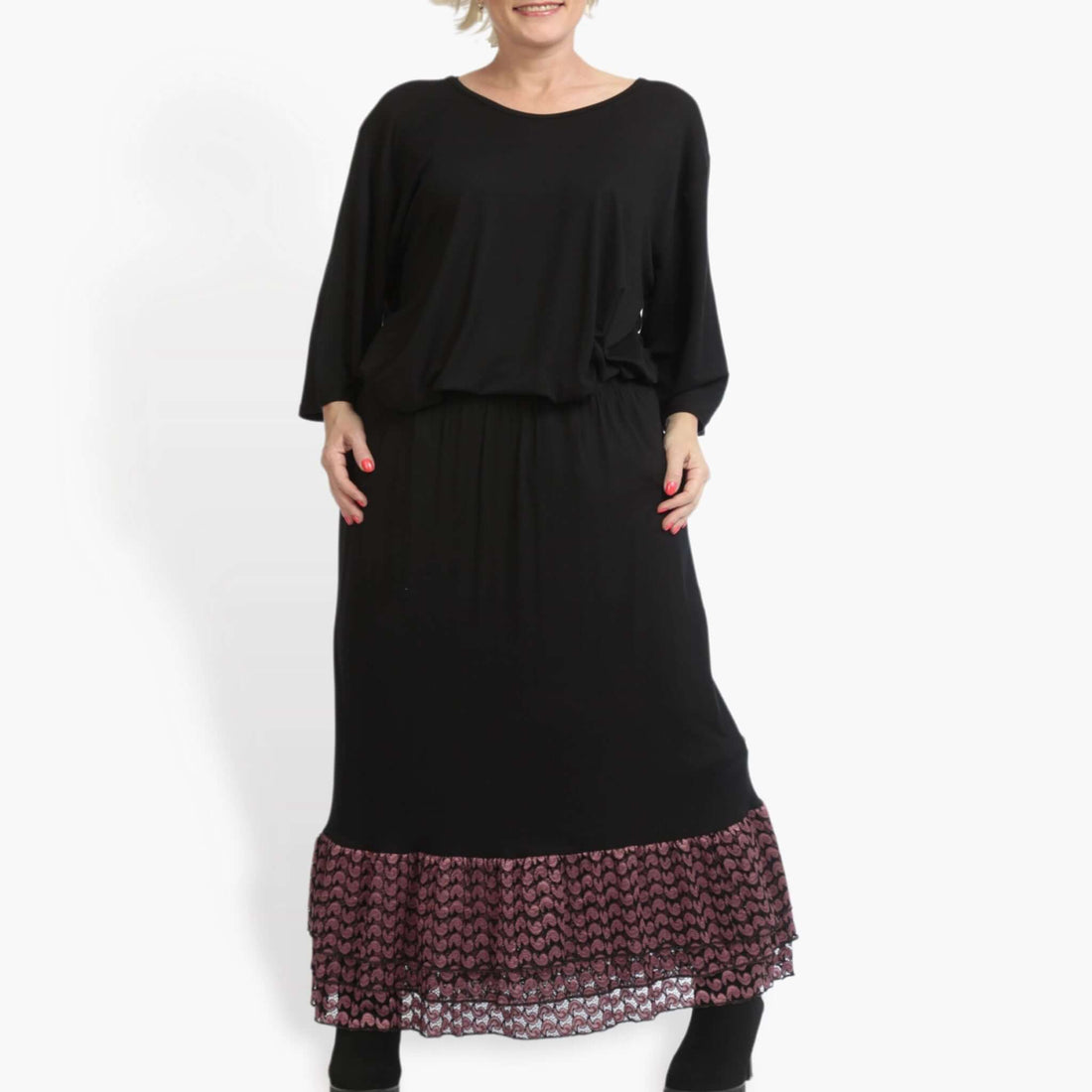  AKH Fashion Rock in gerader Form, aus Viskose, 0879.06604, Schwarz-Aubergine, Schick