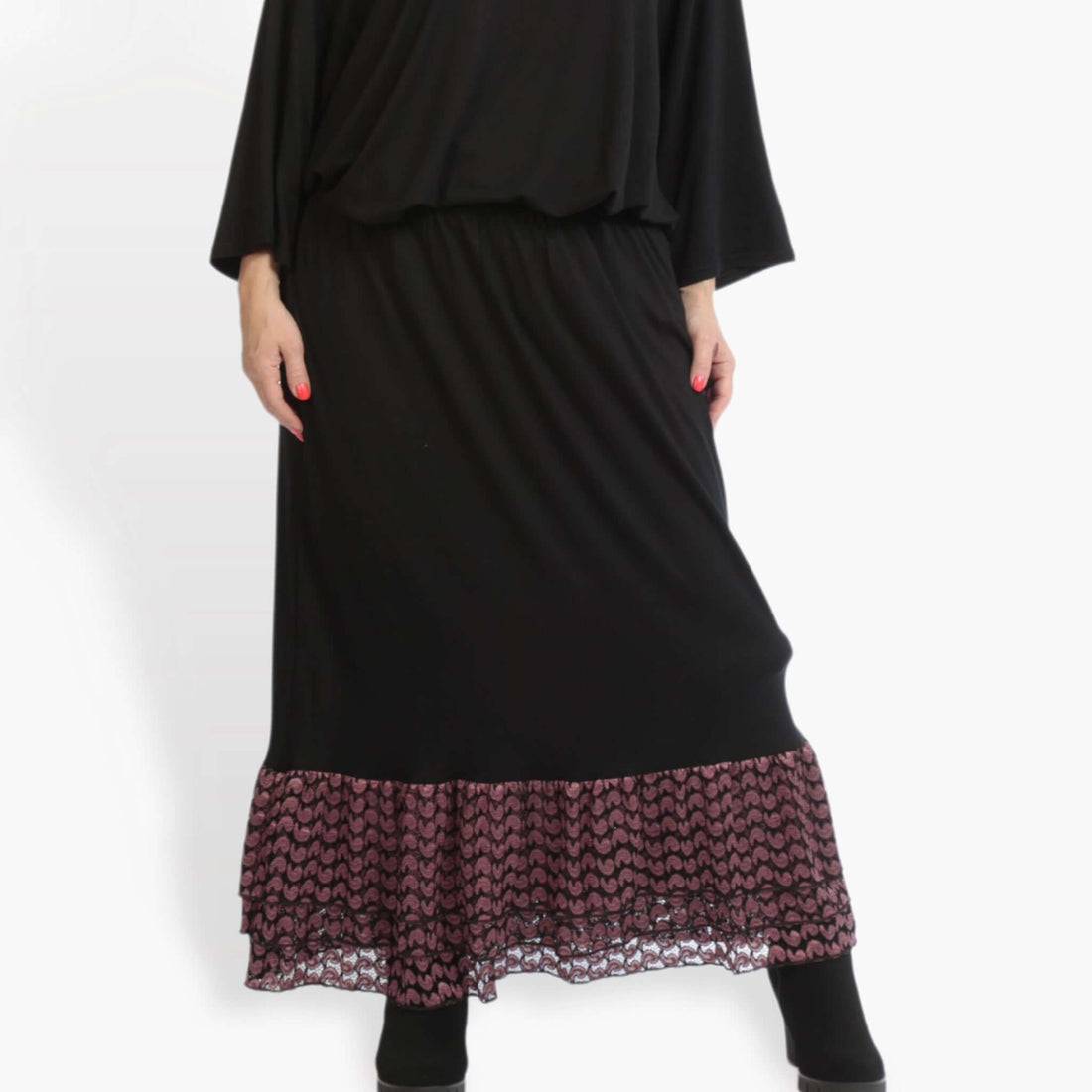 AKH Fashion Rock in gerader Form, aus Viskose, 0879.06604, Schwarz-Aubergine, Schick