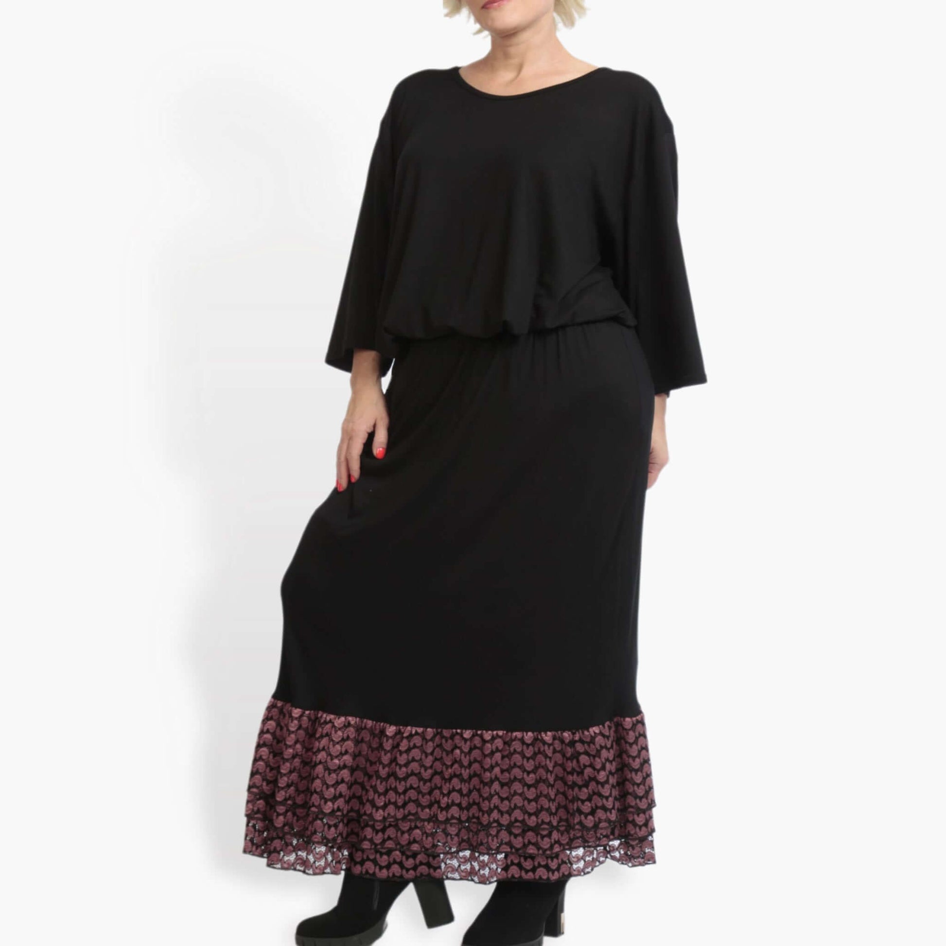  AKH Fashion Rock in gerader Form, aus Viskose, 0879.06604, Schwarz-Aubergine, Schick