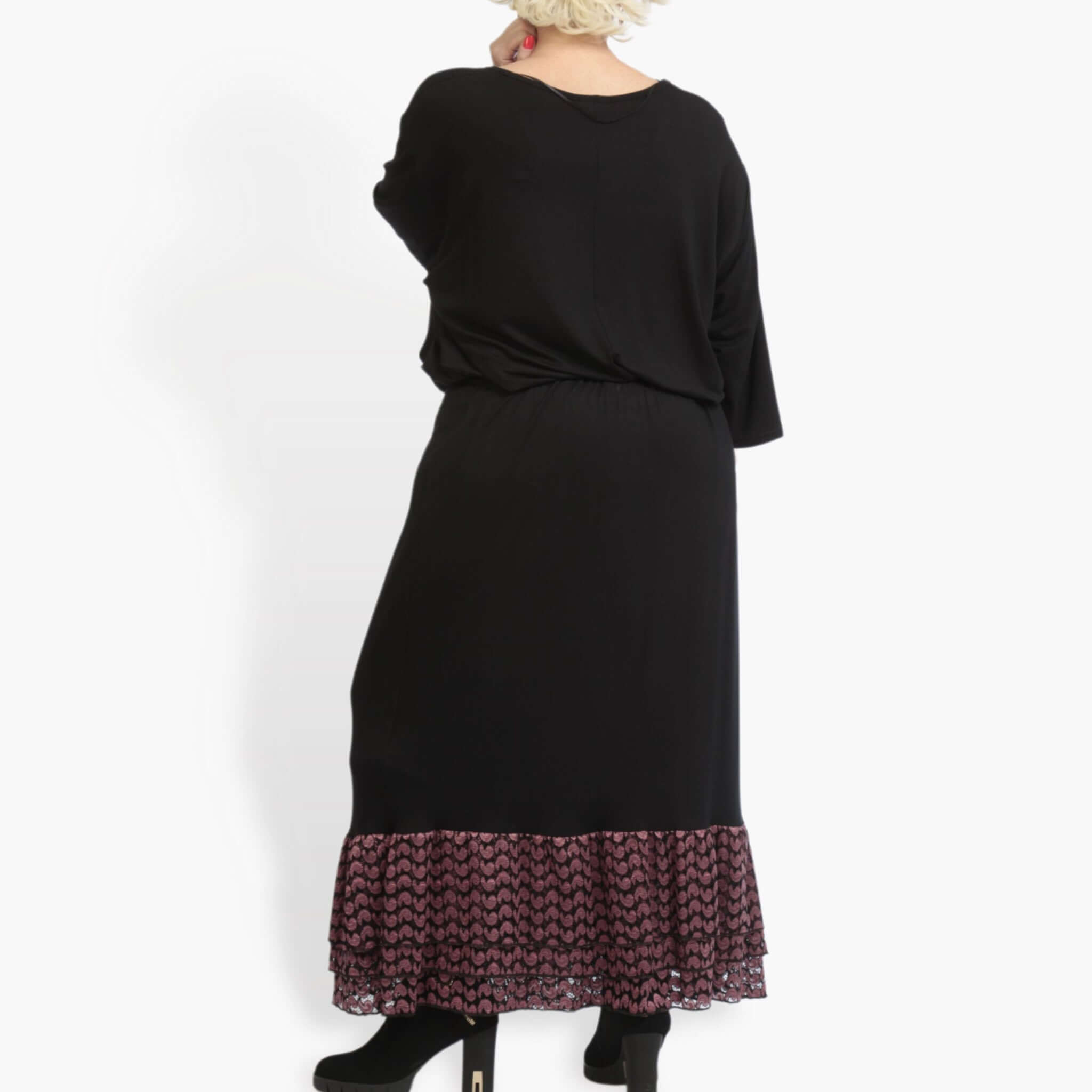  AKH Fashion Rock in gerader Form, aus Viskose, 0879.06604, Schwarz-Aubergine, Schick