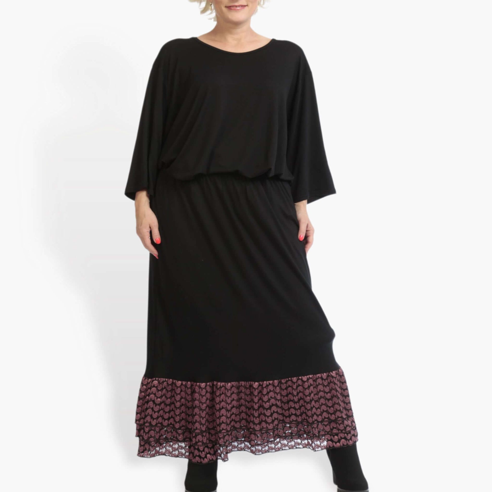  AKH Fashion Rock in gerader Form, aus Viskose, 0879.06604, Schwarz-Aubergine, Schick