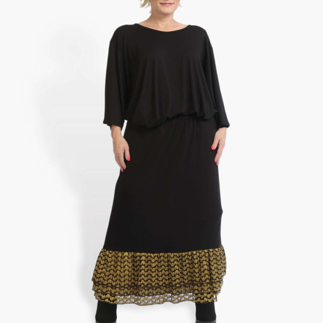  AKH Fashion Rock in gerader Form, aus Viskose, 0879.06604, Schwarz-Gelb, Schick, Modern