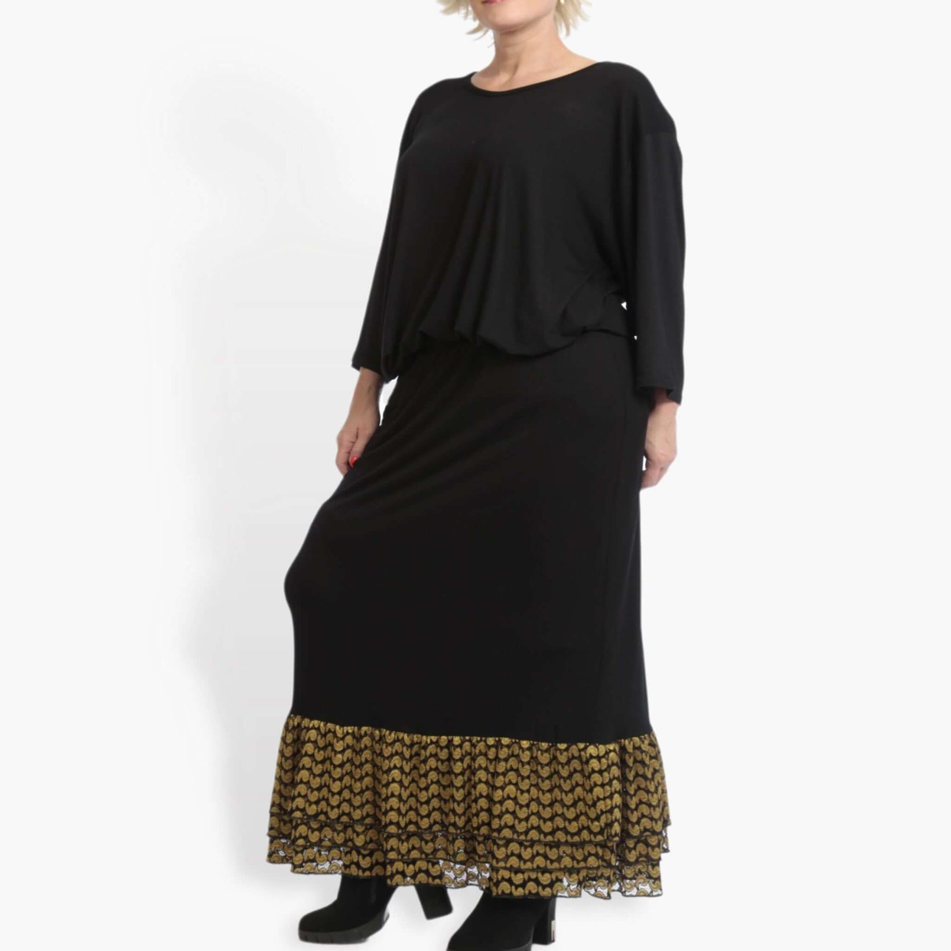  AKH Fashion Rock in gerader Form, aus Viskose, 0879.06604, Schwarz-Gelb, Schick, Modern