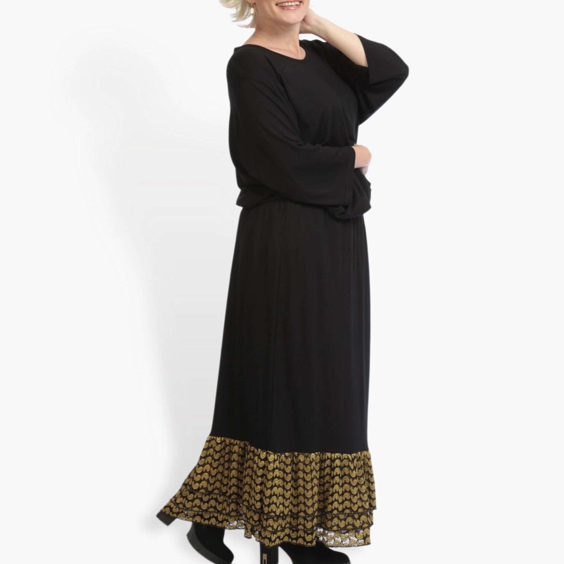  AKH Fashion Rock in gerader Form, aus Viskose, 0879.06604, Schwarz-Gelb, Schick, Modern