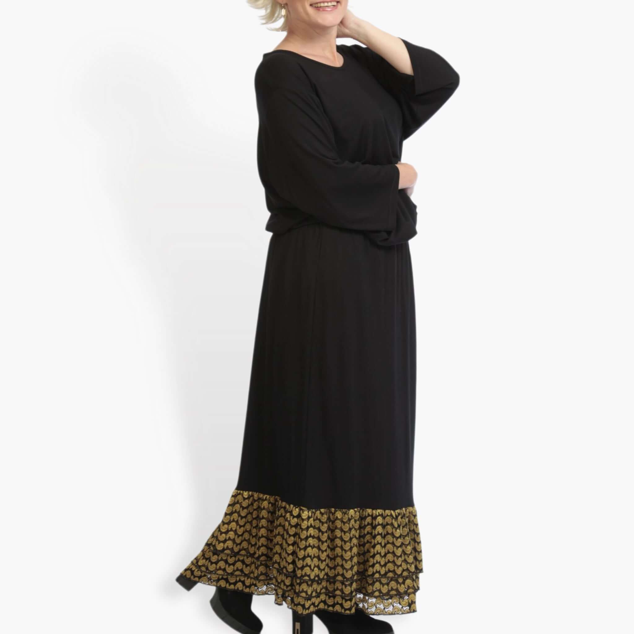  AKH Fashion Rock in gerader Form, aus Viskose, 0879.06604, Schwarz-Gelb, Schick, Modern