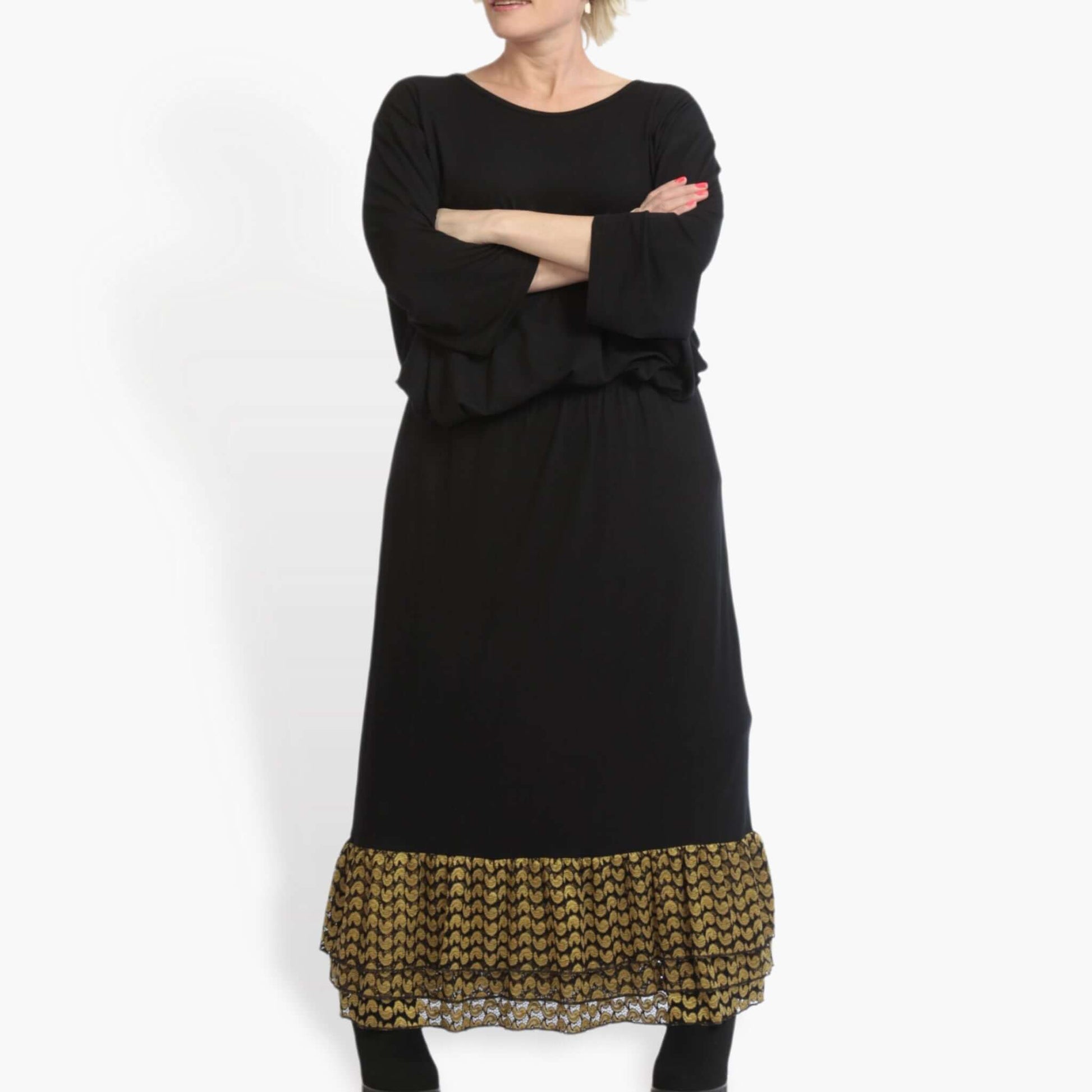 AKH Fashion Rock in gerader Form, aus Viskose, 0879.06604, Schwarz-Gelb, Schick, Modern