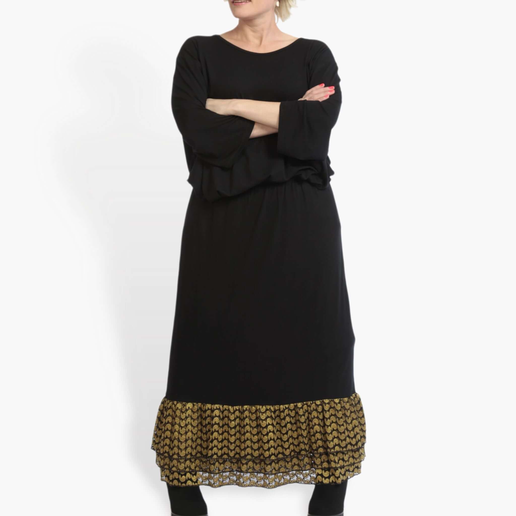  AKH Fashion Rock in gerader Form, aus Viskose, 0879.06604, Schwarz-Gelb, Schick, Modern