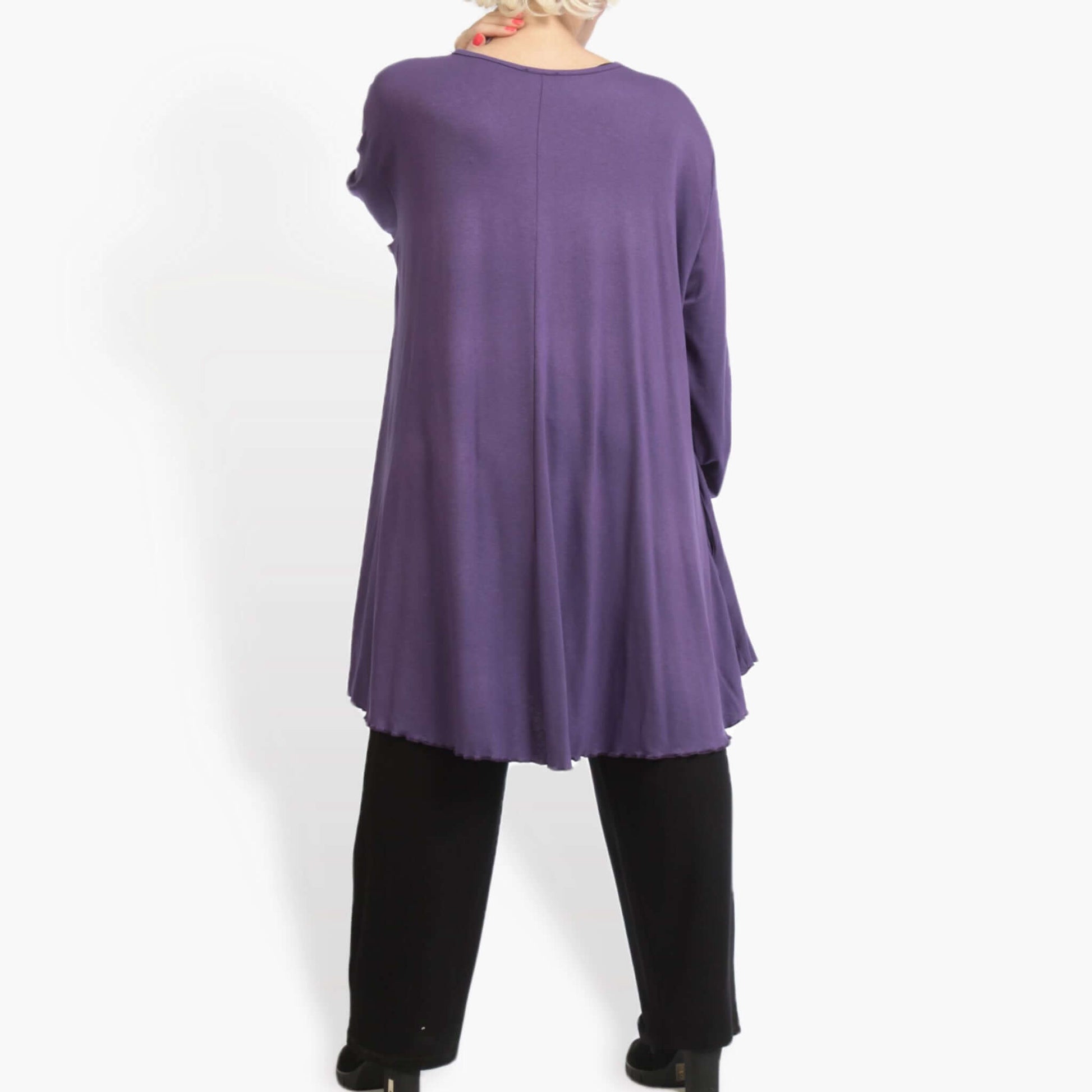  A-Form Shirt von AKH Fashion aus Viskose, 0886.06801, Lila, Unifarben, Ausgefallen, Modern