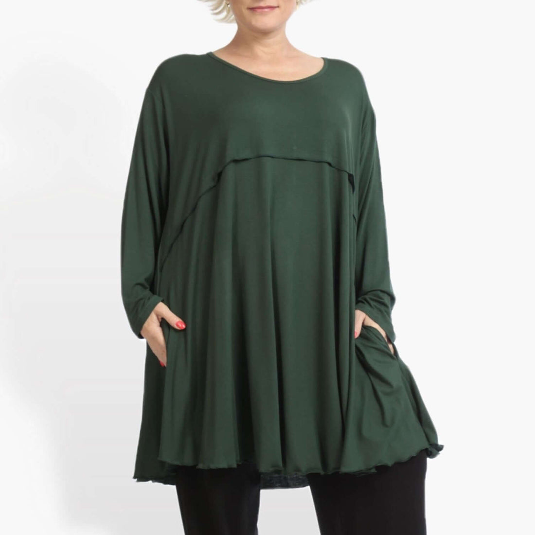  A-Form Shirt von AKH Fashion aus Viskose, 0886.06801, Grün, Unifarben, Ausgefallen, Modern