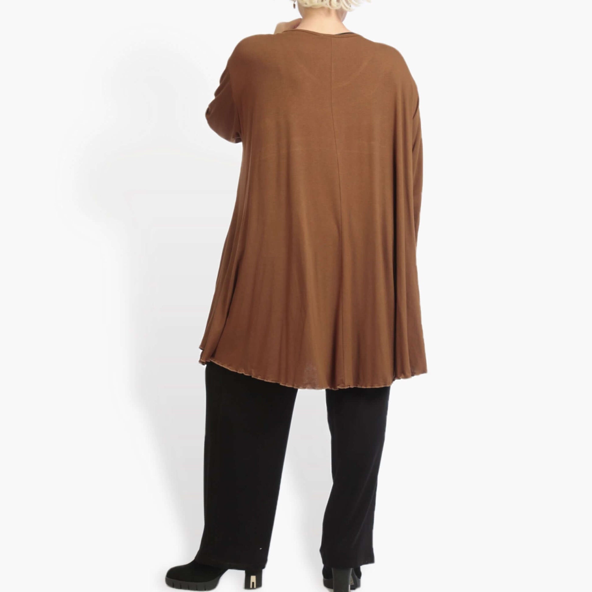  A-Form Shirt von AKH Fashion aus Viskose, 0886.06801, Cognac, Unifarben, Schick, Modern