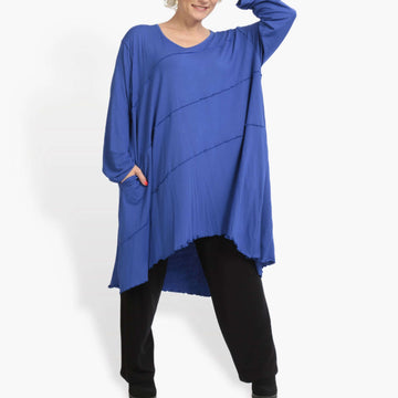  Lässiges Vokuhila-Kleid aus feinem Viskosematerial mit praktischen Seitentaschen, royalblau, Plus Size