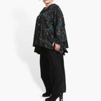 A-Form Jacke von AKH Fashion aus Viskose, 0907.02222, Schwarz-Petrol, Blumen, Schick