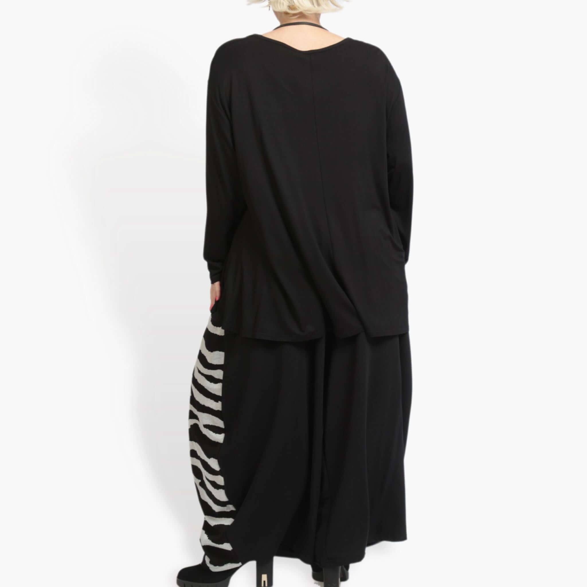  Ballonhose von AKH Fashion aus Viskose, 0916.08069, Schwarz-Grau, Zebra, Schick, Modern