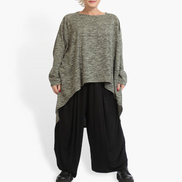  Bigshirt von AKH Fashion aus Viskose, 0935.01706, Schwarz-Grau, Meliert, Ausgefallen, Modern