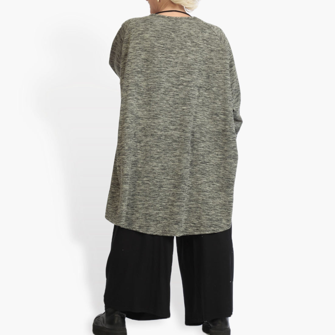  Bigshirt von AKH Fashion aus Viskose, 0935.01706, Schwarz-Grau, Meliert, Ausgefallen, Modern