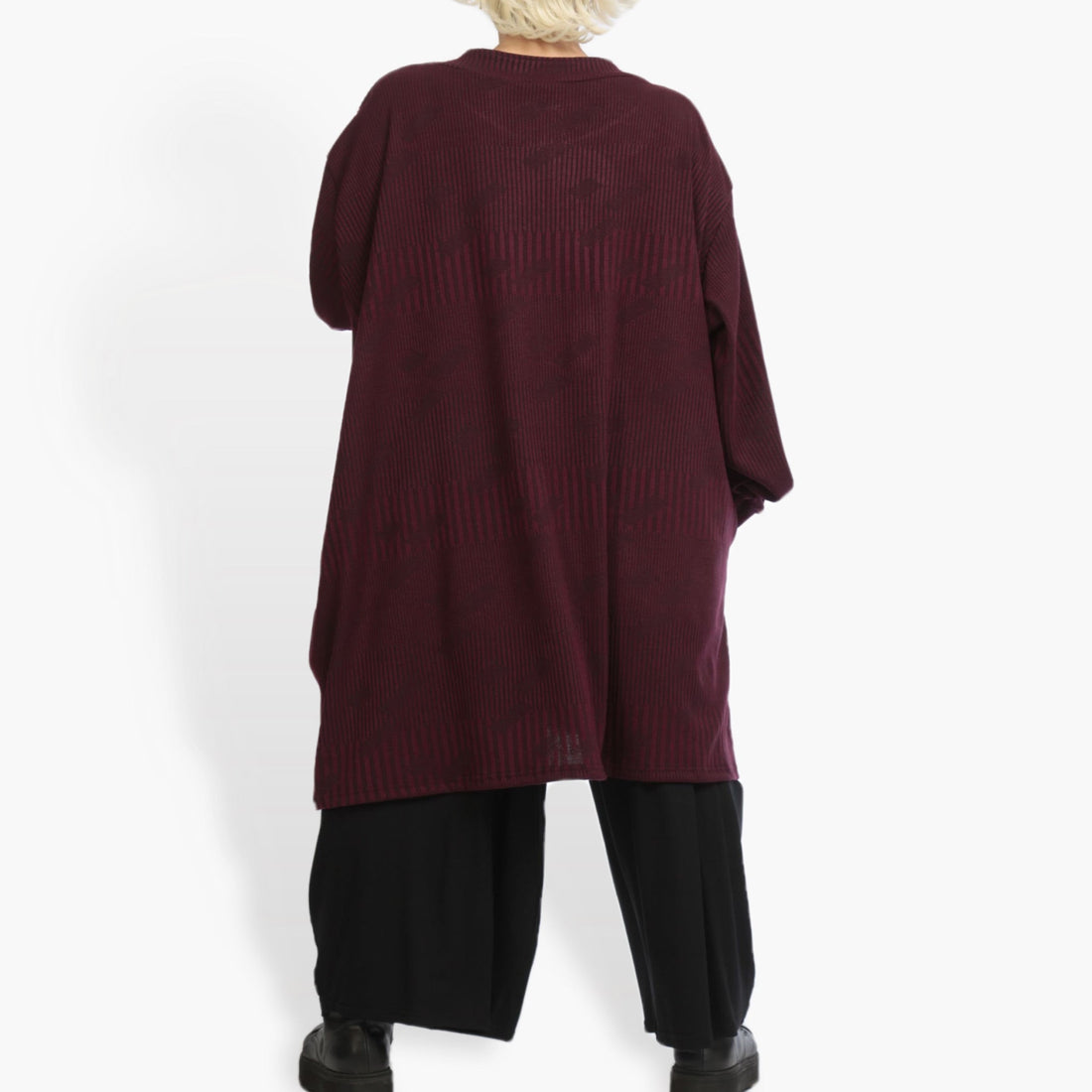  Bigshirt von AKH Fashion aus Materialmix in kastiger Form, 0941.06818, Weinrot, Ausgefallen