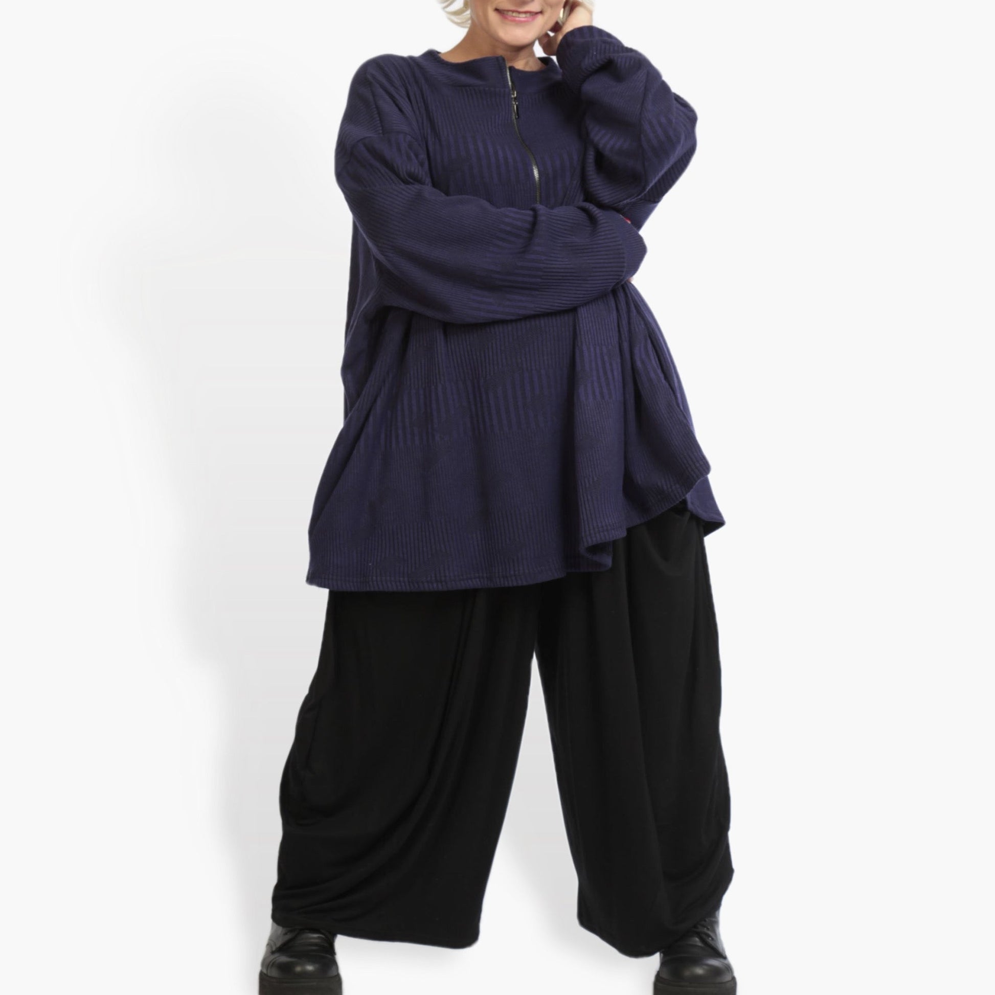  Bigshirt von AKH Fashion aus Materialmix in kastiger Form, 0941.06821, Violett, Ausgefallen