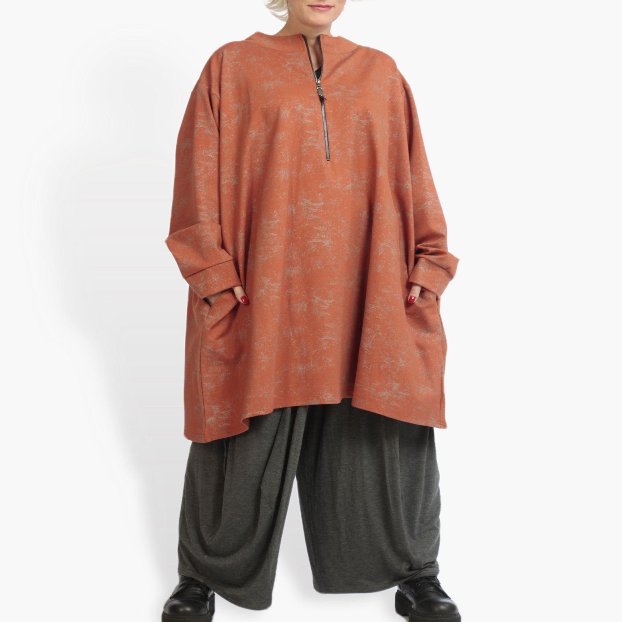  AKH Fashion Bigshirt in kastiger Form, aus Viskose, 0942.06818, Terracotta, Schick, Modern