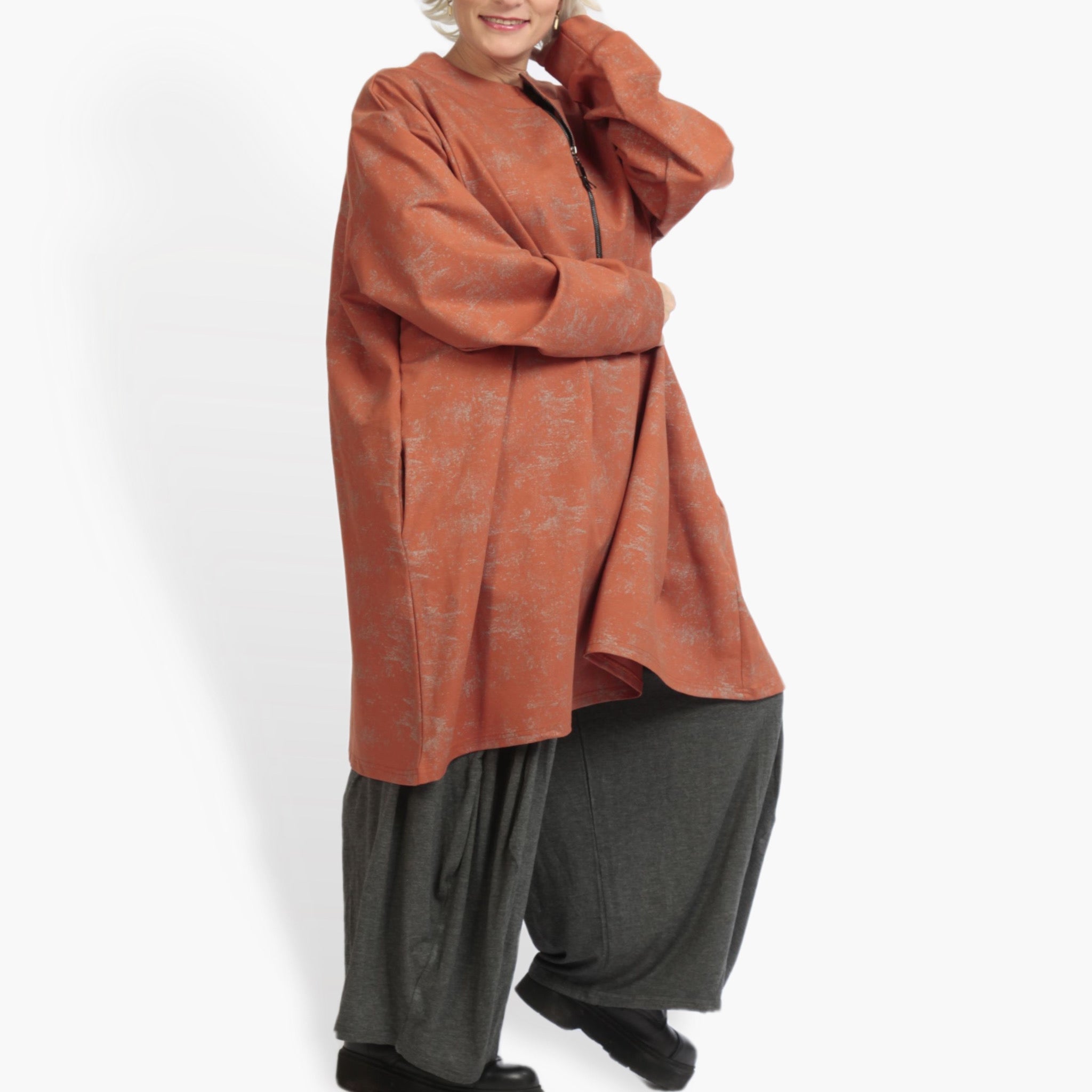  AKH Fashion Bigshirt in kastiger Form, aus Viskose, 0942.06818, Terracotta, Schick, Modern
