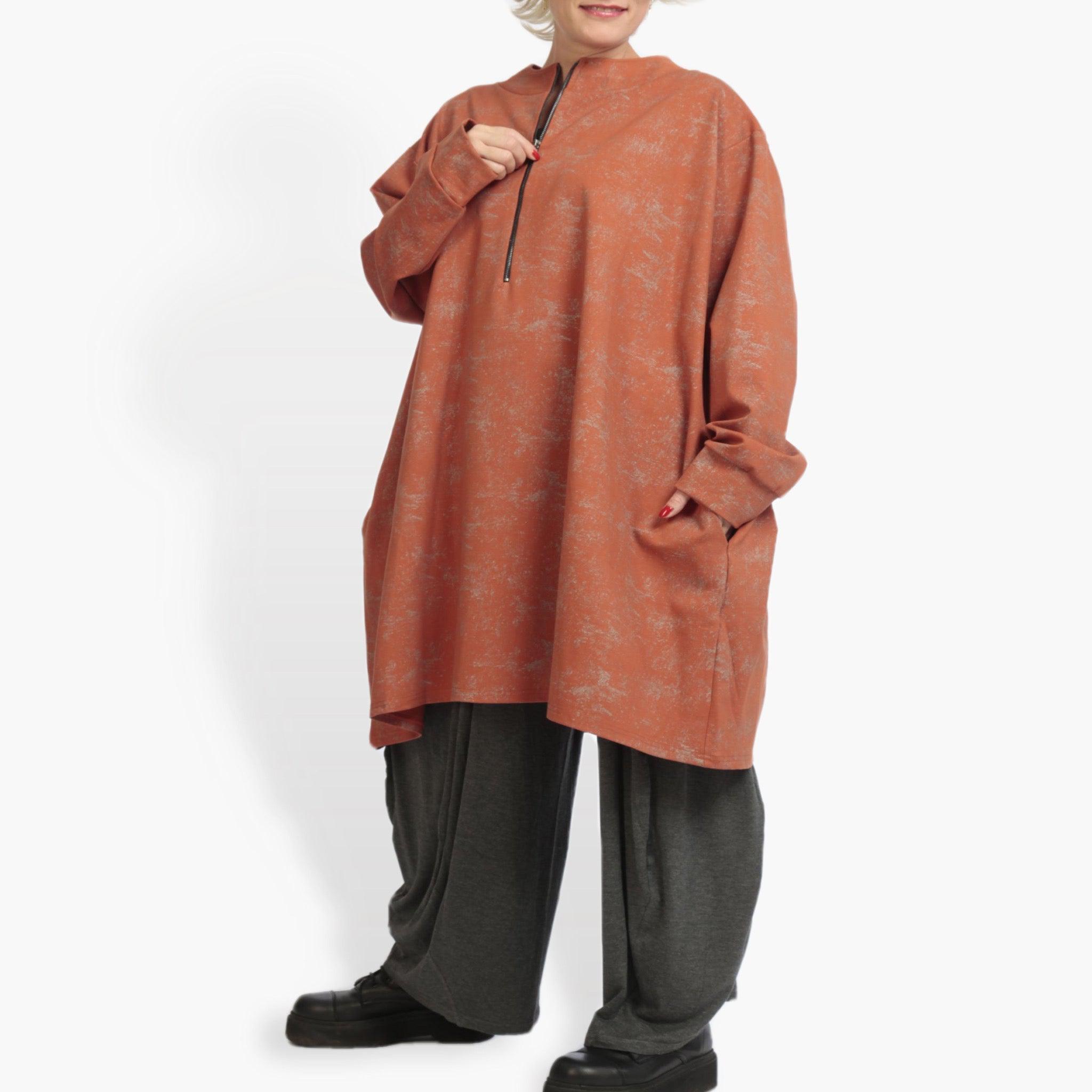  AKH Fashion Bigshirt in kastiger Form, aus Viskose, 0942.06818, Terracotta, Schick, Modern