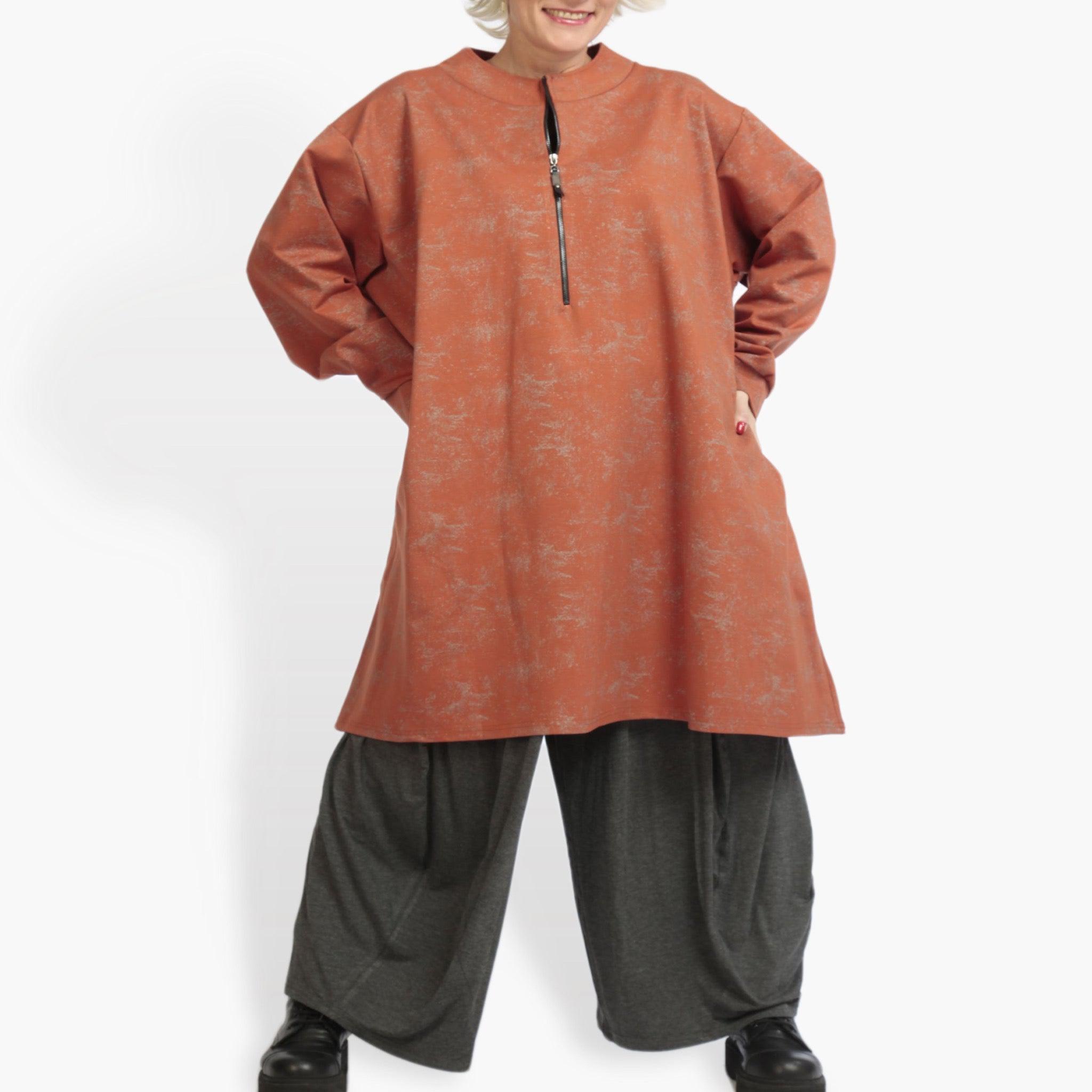  AKH Fashion Bigshirt in kastiger Form, aus Viskose, 0942.06818, Terracotta, Schick, Modern