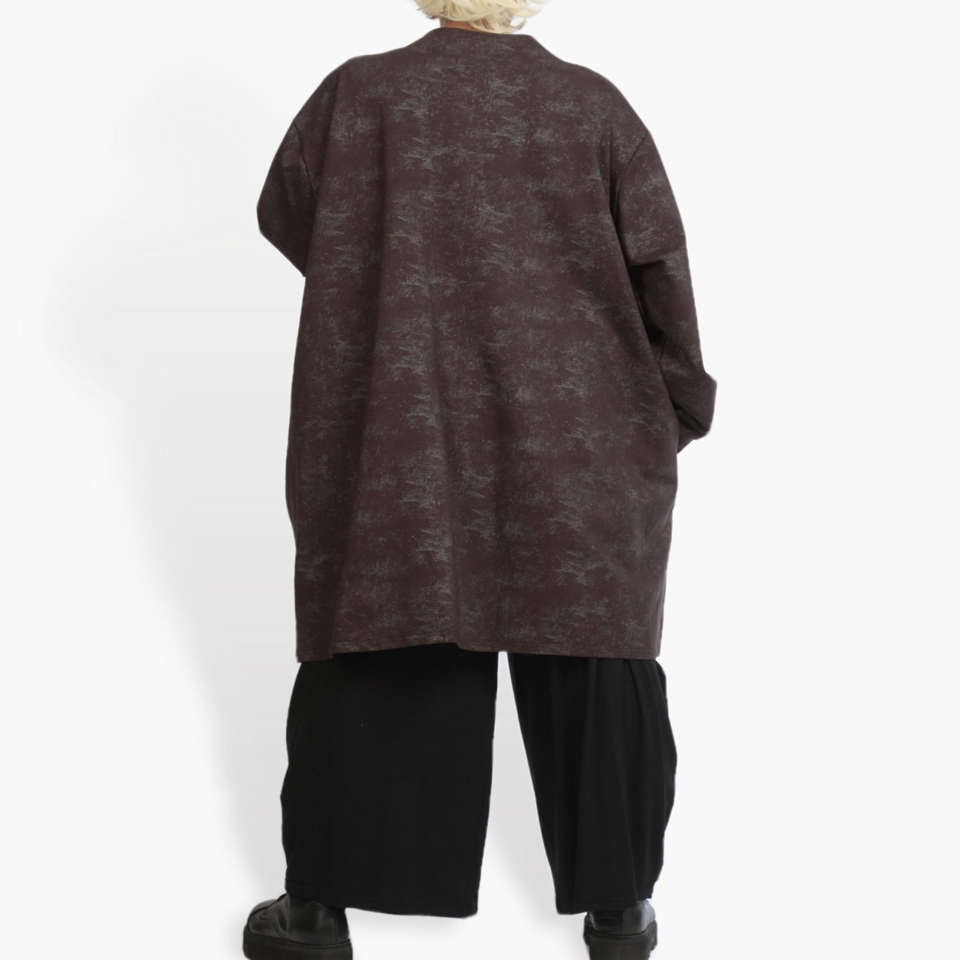  Bigshirt von AKH Fashion aus Viskose in kastiger Form, 0942.06818, Dunkelbraun, Ausgefallen