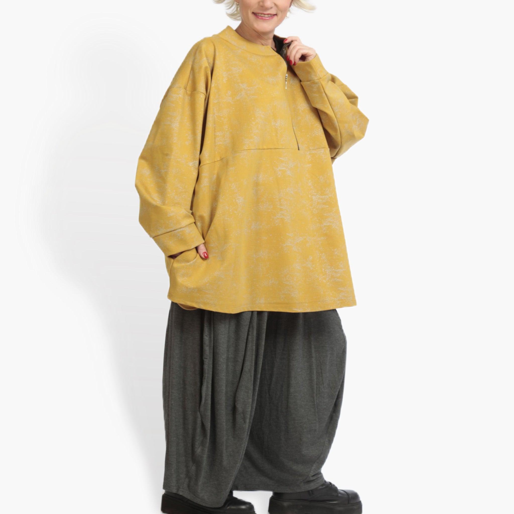  AKH Fashion Bigshirt in kastiger Form, aus Viskose, 0942.06821, Senf, Schick, Modern, Bequem