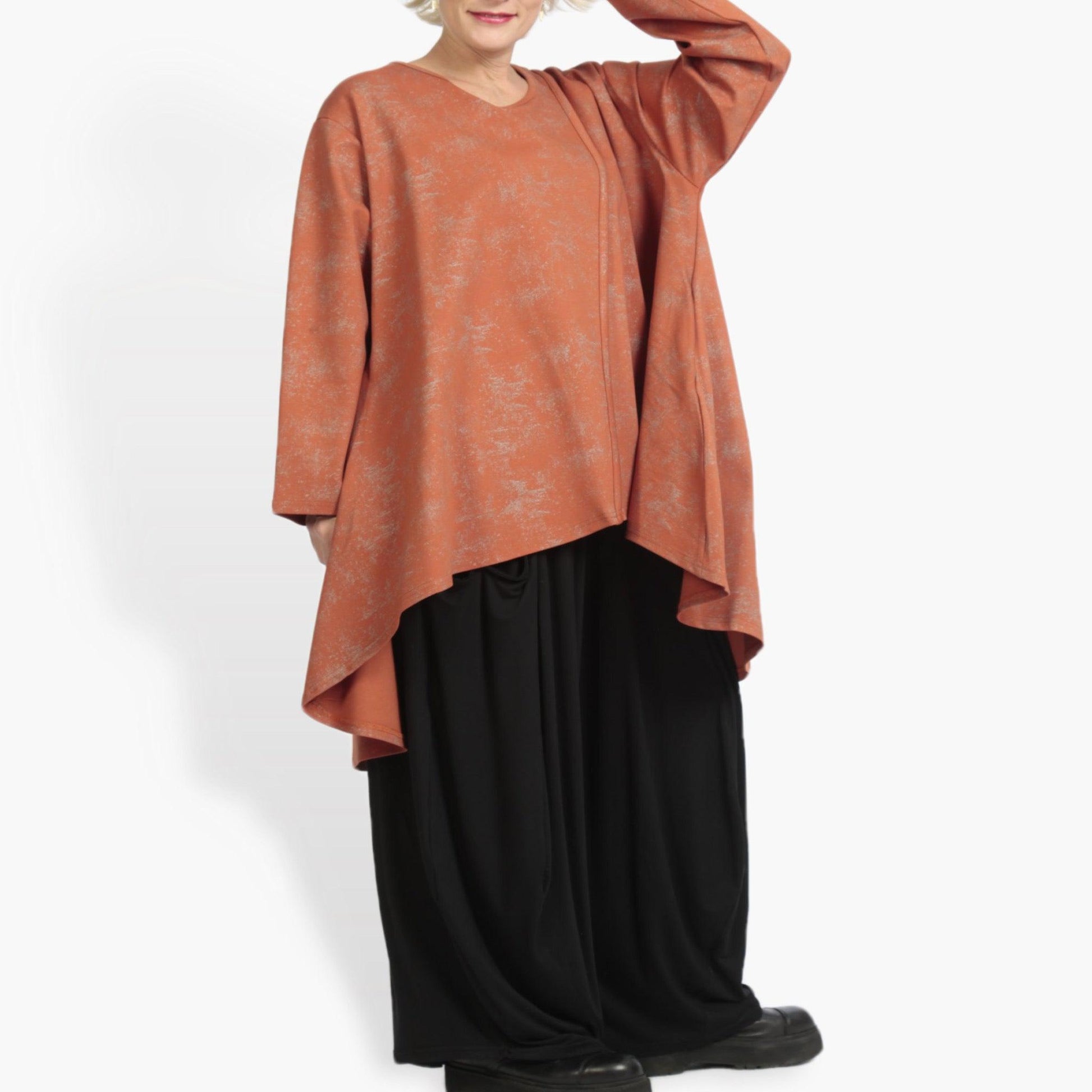  A-Form Bigshirt von AKH Fashion aus Viskose, 0958.06804, Terracotta, Unifarben, Ausgefallen