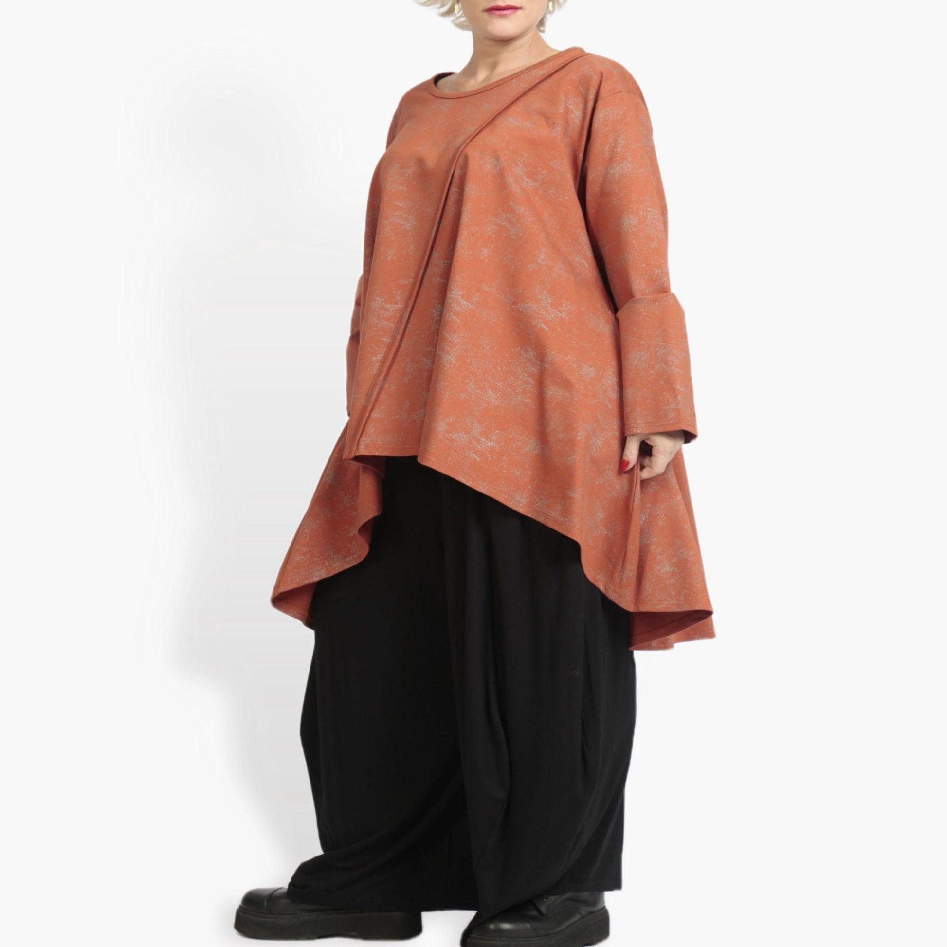  A-Form Bigshirt von AKH Fashion aus Viskose, 0958.06804, Terracotta, Unifarben, Ausgefallen