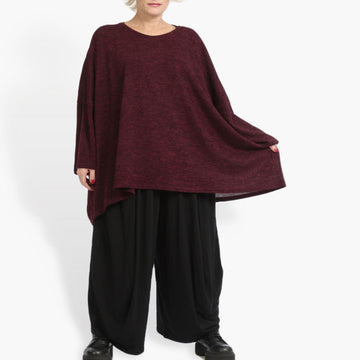  Bigshirt von AKH Fashion aus Materialmix in kastiger Form, 0961.06648, Weinrot, Ausgefallen