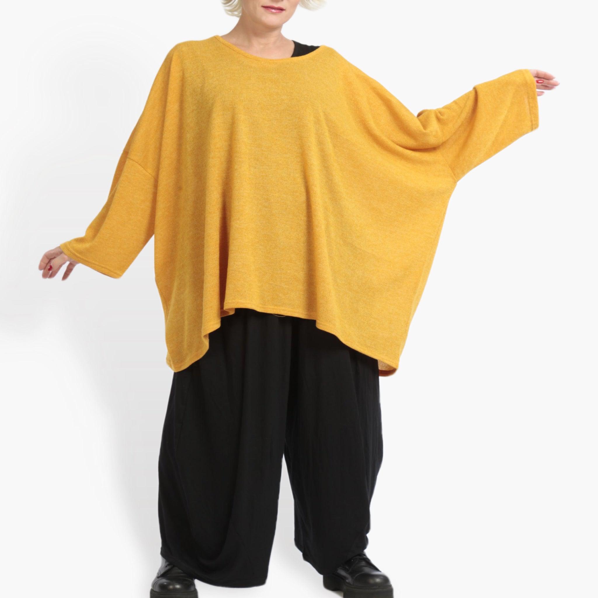  AKH Fashion Bigshirt in kastiger Form, aus Materialmix, 0961.06648, Senf, Schick, Modern