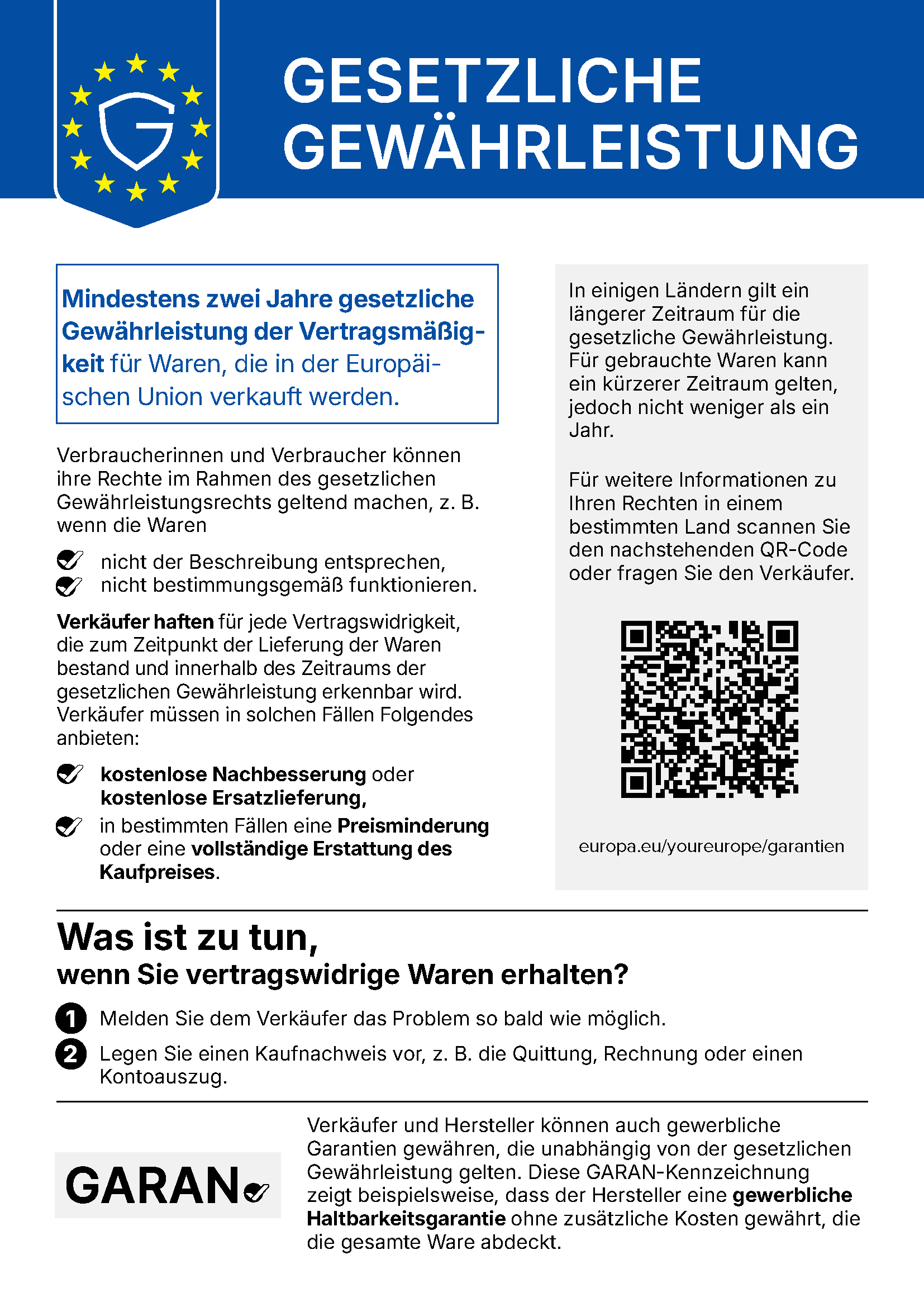 Deine gesetzlichen Gewährleistungsrechte – europa.eu